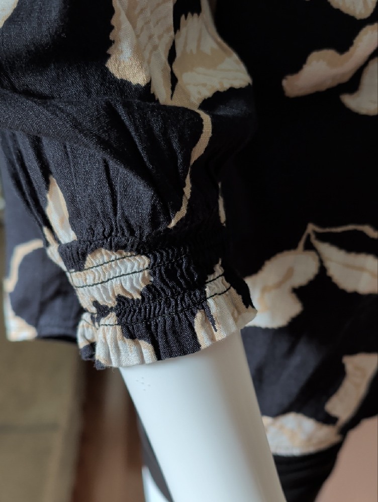 Sonoma Black Blouse With Cream Floral Print — image 2 of 5